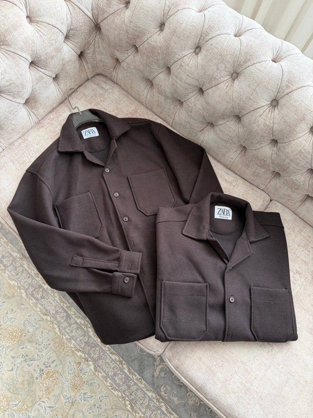شکت مردانه زارا قهوهای سوخته فوتر وارداتی سایز M تا 2XL